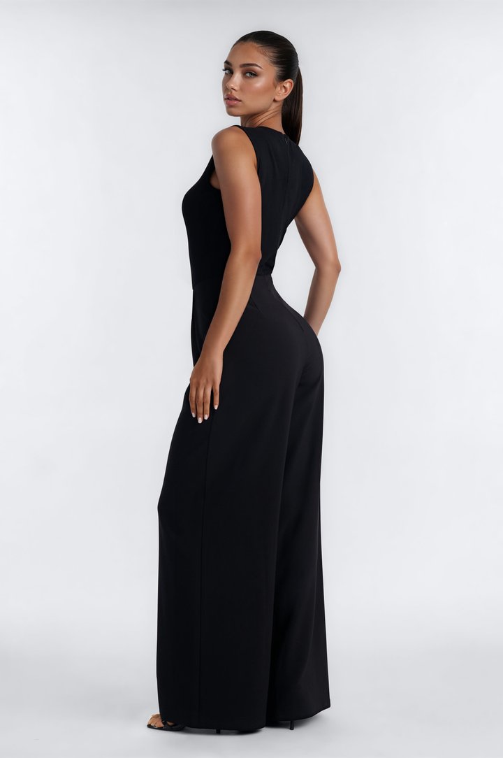 Refined Energy Sleeveless Draped Jumpsuit - Black