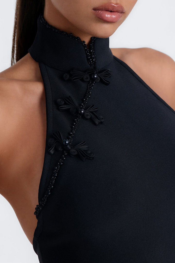 Clear The Way Backless Bandage Maxi Dress - Black