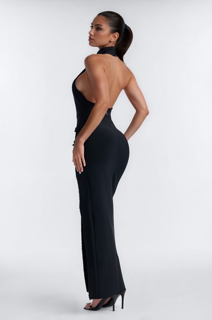 Clear The Way Backless Bandage Maxi Dress - Black