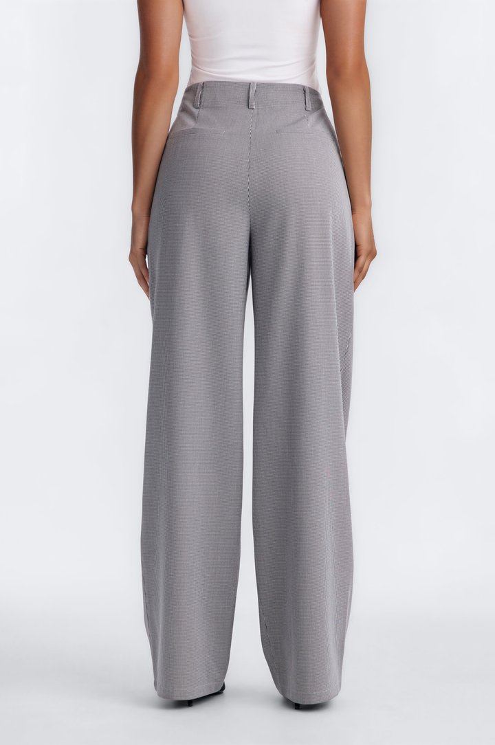 Alexis Straight Leg Pleated Houndstooth Trouser - Black/combo
