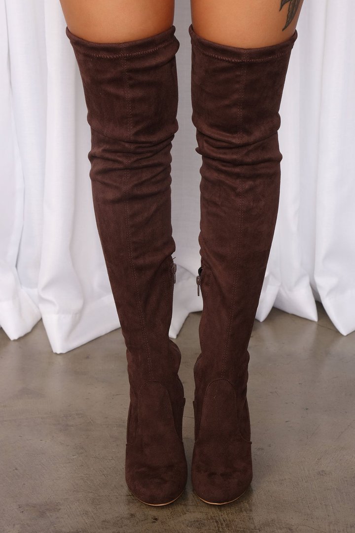Pretty In Thigh High Boots - Chocolate