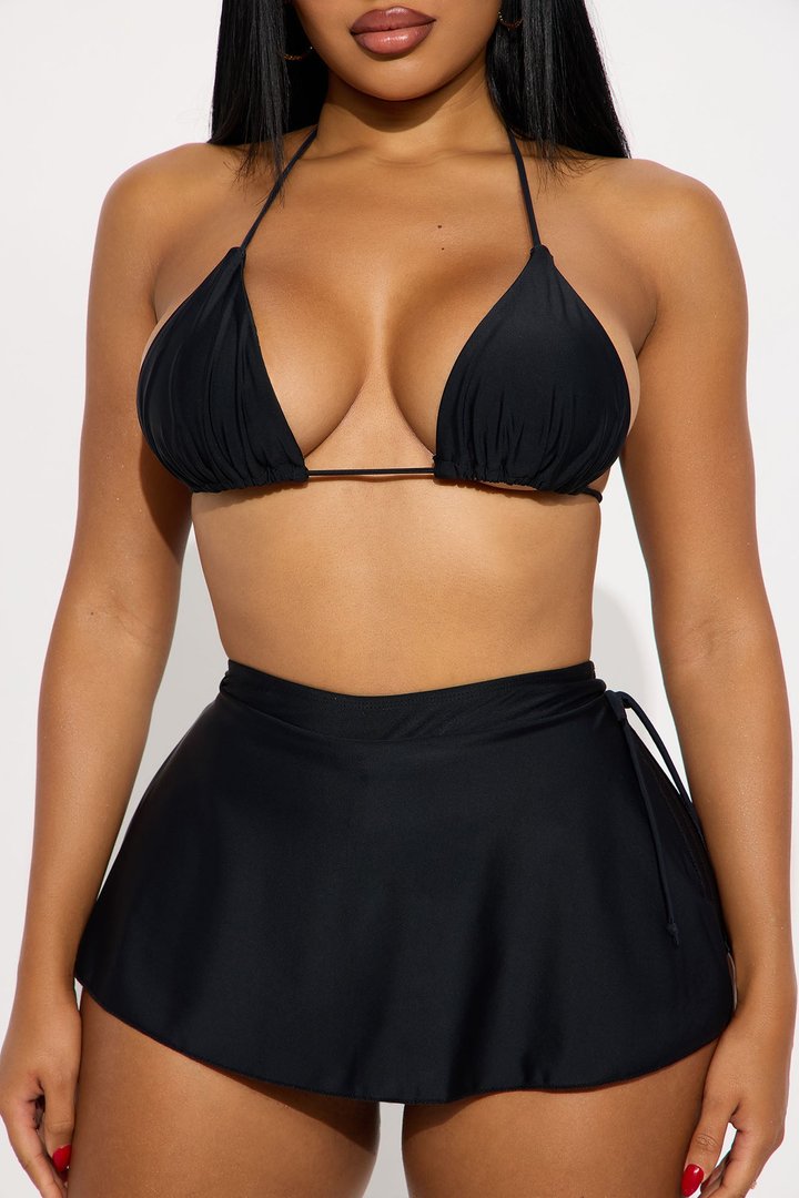 Summer Flirt Side Slit Skirtini 2 Piece Bikini - Black