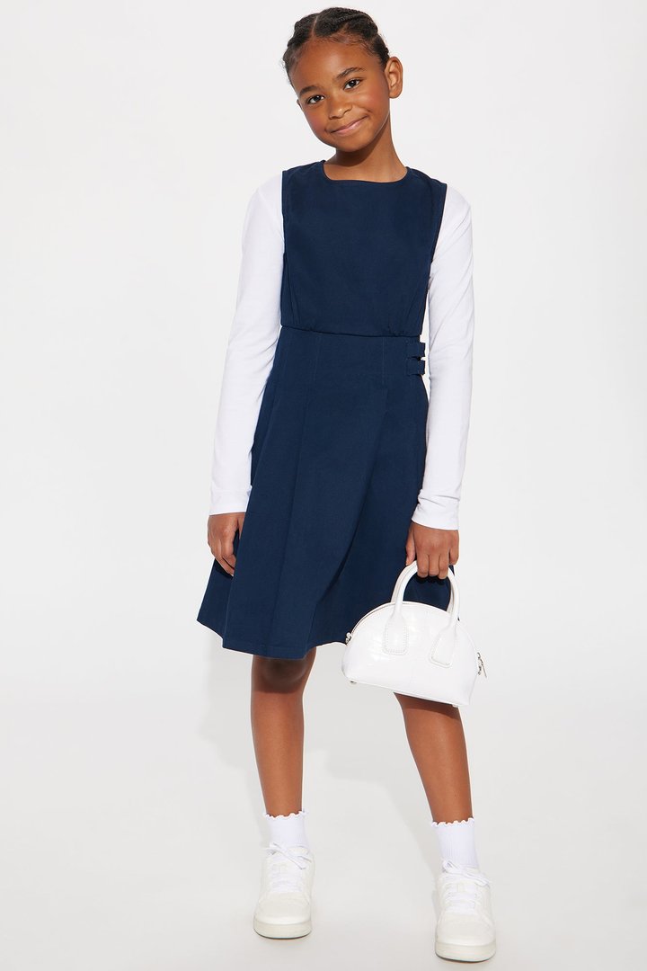 Mini Uniform Pleated Dress - Navy