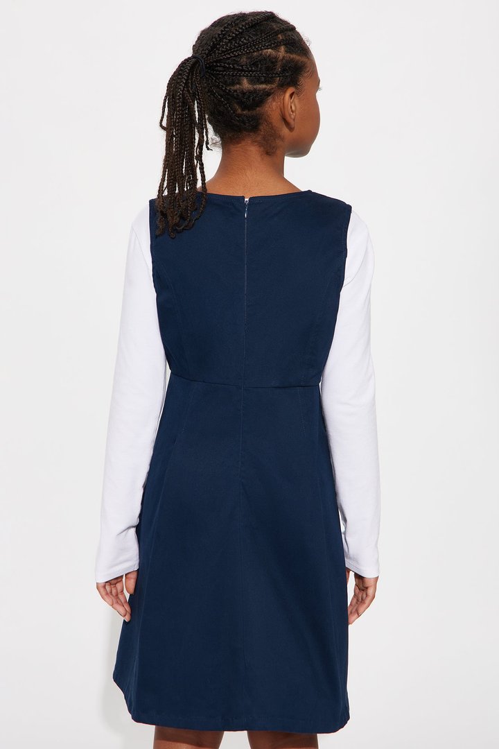 Mini Uniform Pleated Dress - Navy