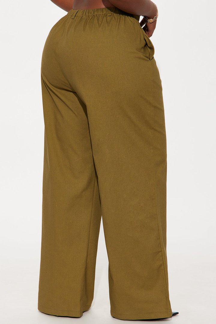 Hayden Linen Wide Leg Trouser - Olive