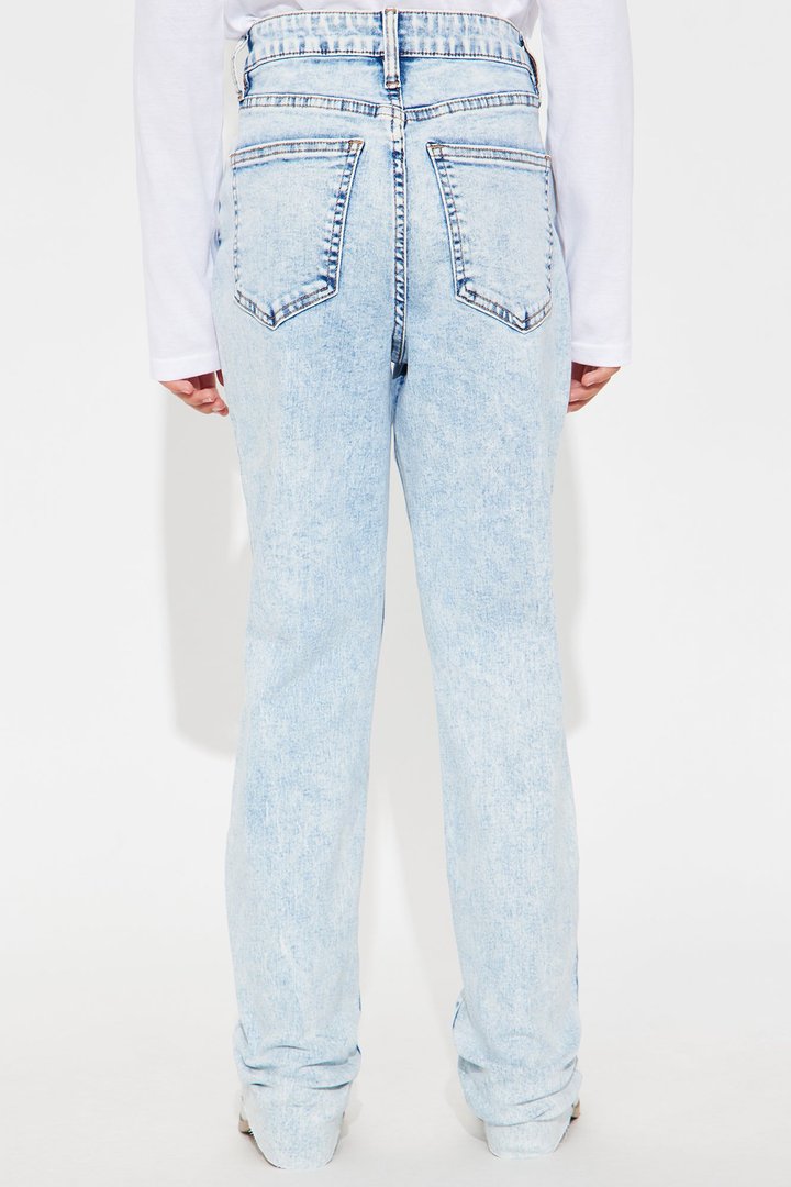 Mini Best Stretch Ripped Bootcut Jeans - Acid Wash Denim