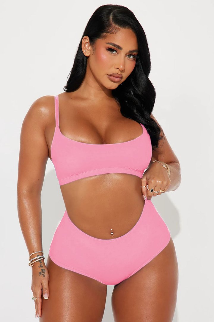 Nova Cotton Scoop Neck Bralette - Hot Pink