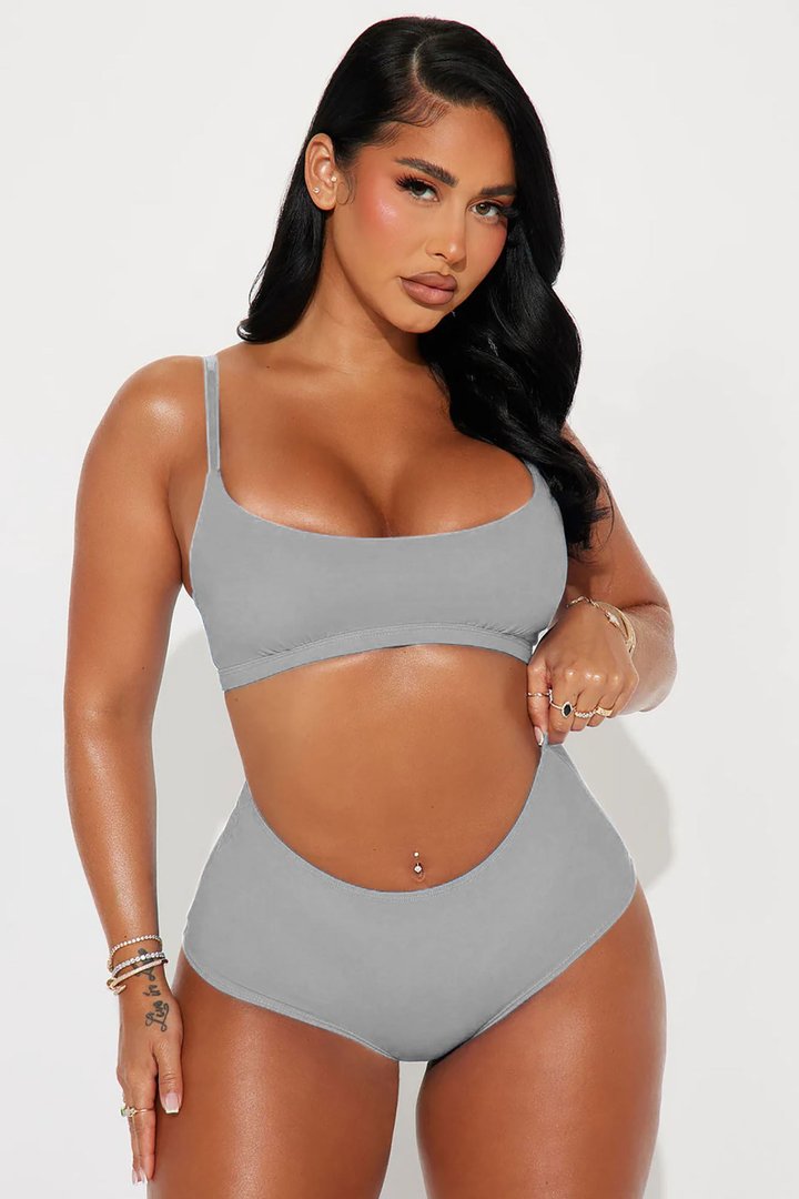 Nova Cotton Scoop Neck Bralette - Heather Grey