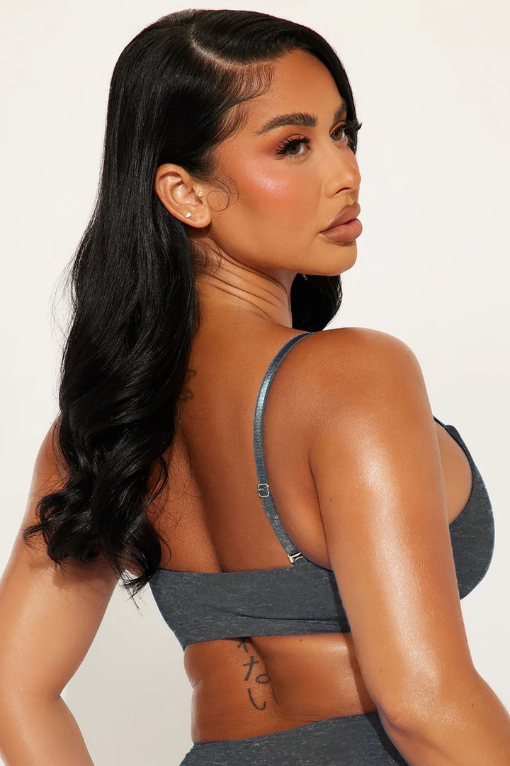 Nova Cotton Scoop Neck Bralette - Charcoal