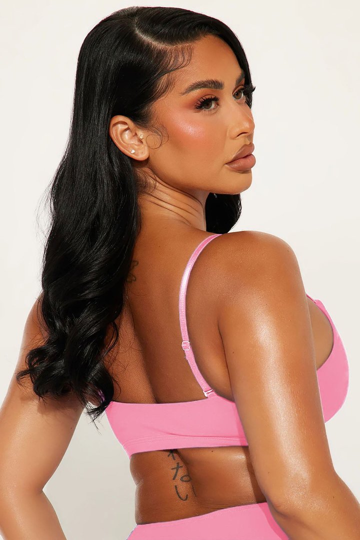 Nova Cotton Scoop Neck Bralette - Hot Pink