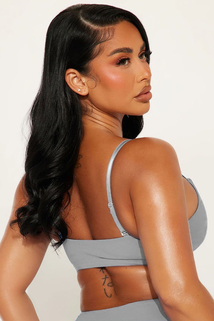 Nova Cotton Scoop Neck Bralette - Heather Grey