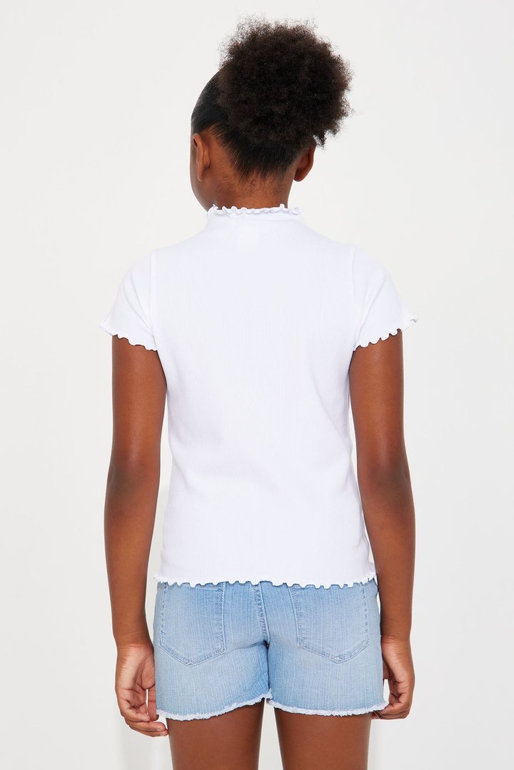 Mini Let's Get It Ribbed Top - White