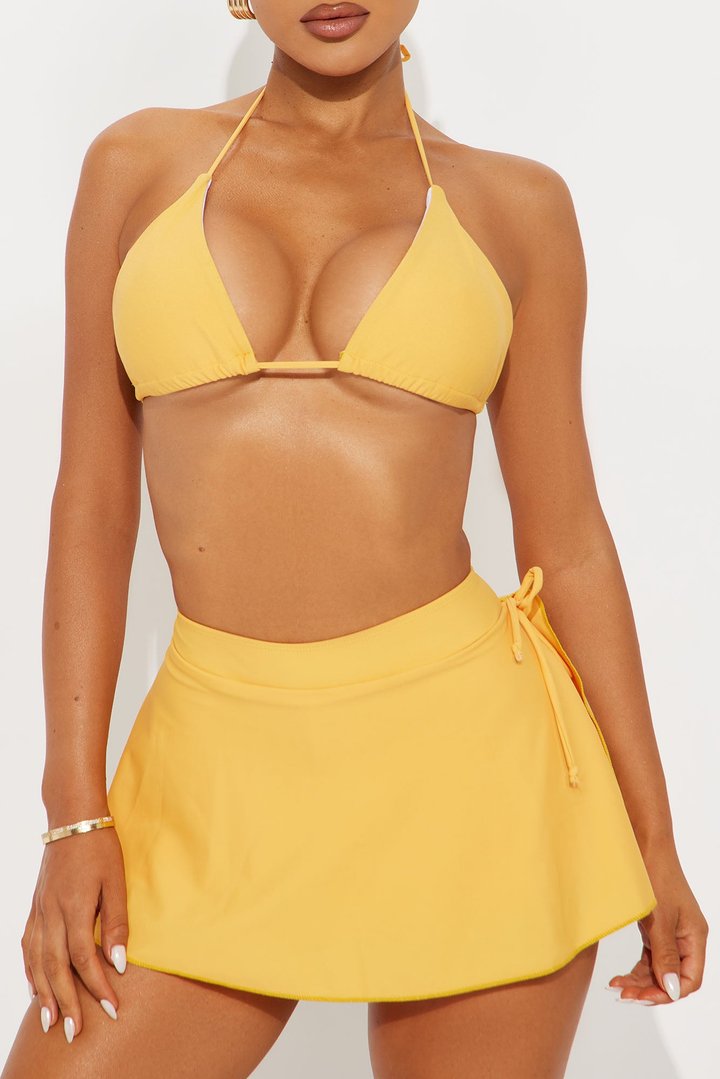 Summer Flirt Side Slit Skirtini 2 Piece Bikini - Yellow