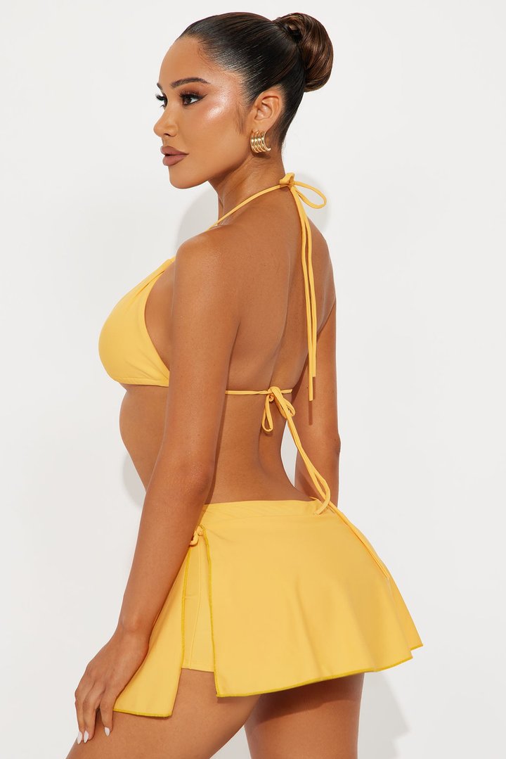 Summer Flirt Side Slit Skirtini 2 Piece Bikini - Yellow
