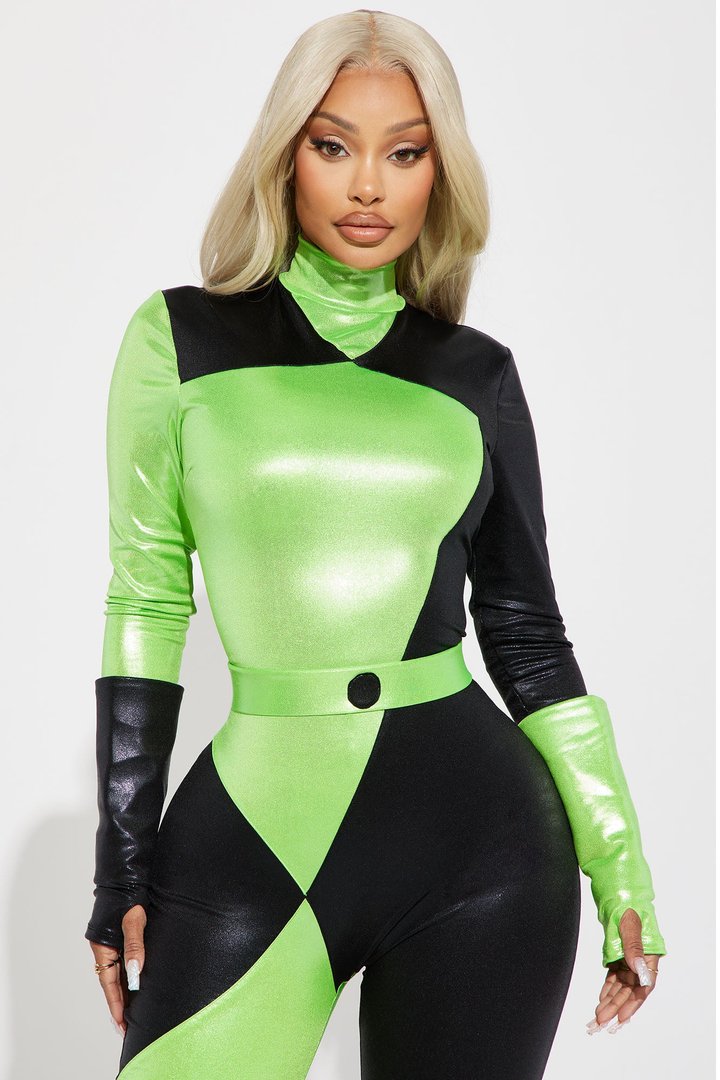 Green Flame Hottie 4 Piece Costume Set - Green/combo
