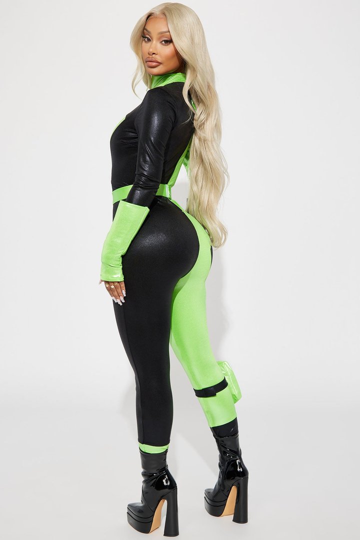 Green Flame Hottie 4 Piece Costume Set - Green/combo