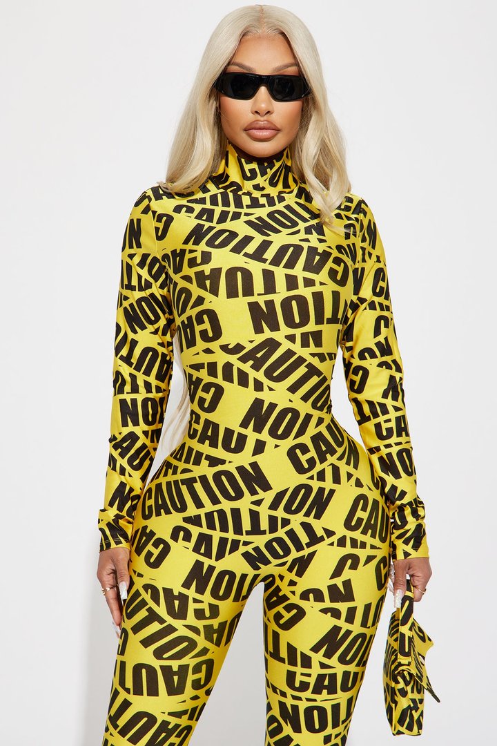 Proceed With Caution 3 Piece Costume Set - Yellow/combo