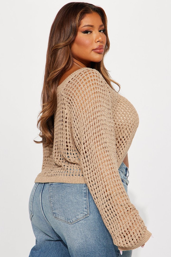 Parle Crochet Sweater Top - Taupe