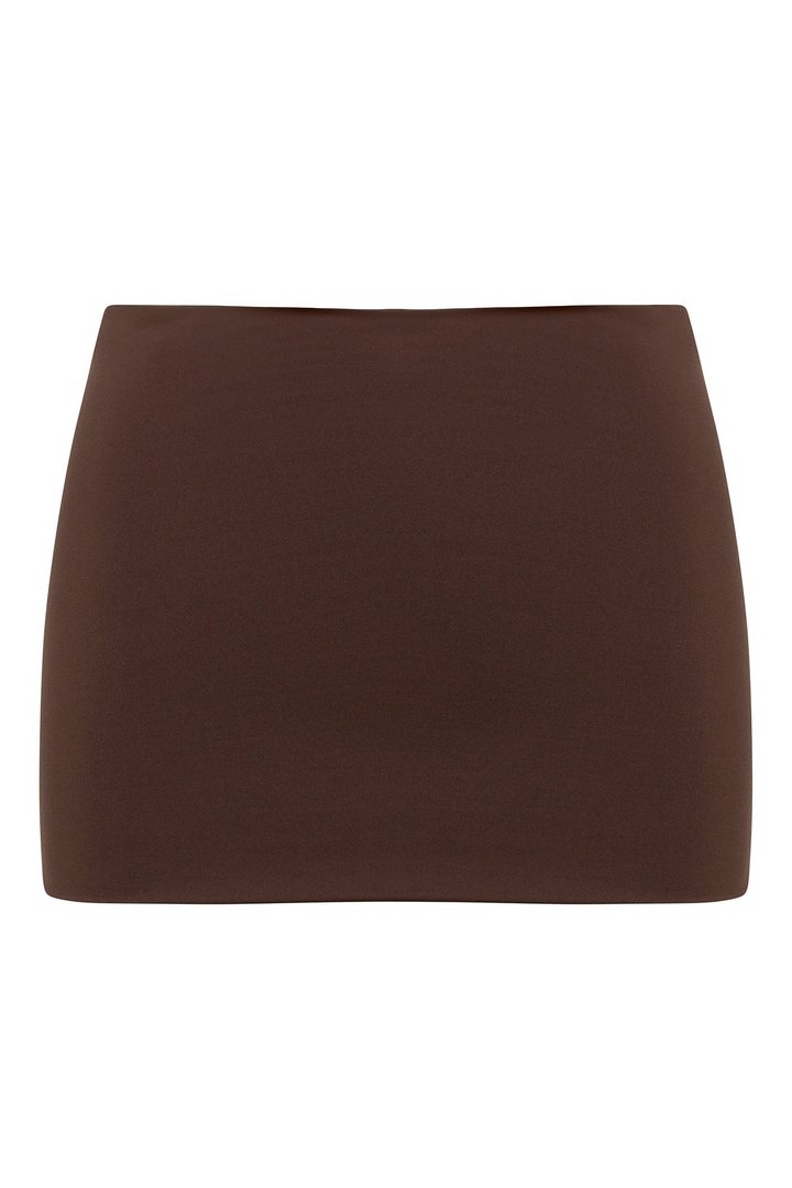 Contour Double Lined Mini Skirt - Chocolate