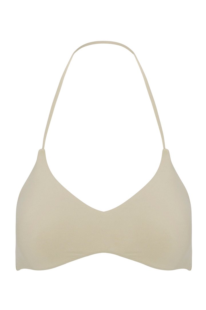 Second Skin Double Lined Halter Bra Top - Stone