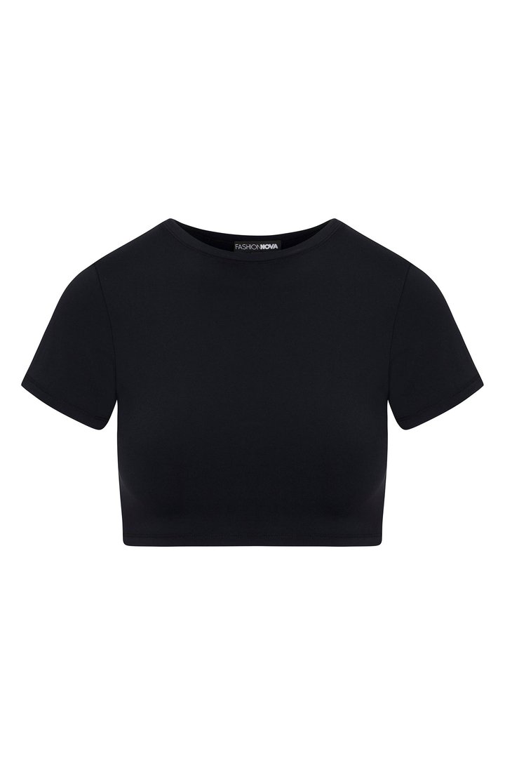 Second Skin Double Lined Super Cropped Tee - Black