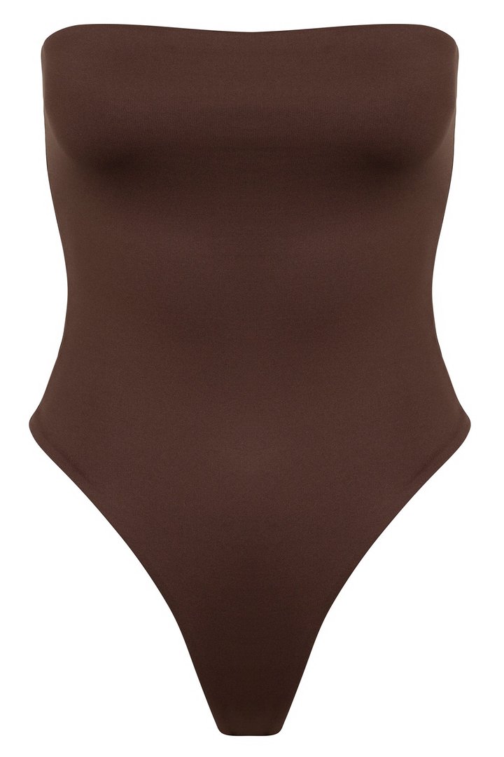 Contour Double Lined Strapless Bodysuit - Chocolate