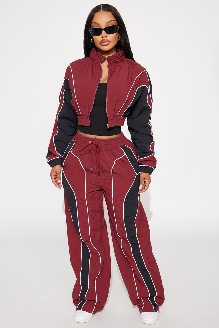 New Era Colorblock Windbreaker Jacket - Burgundy/combo