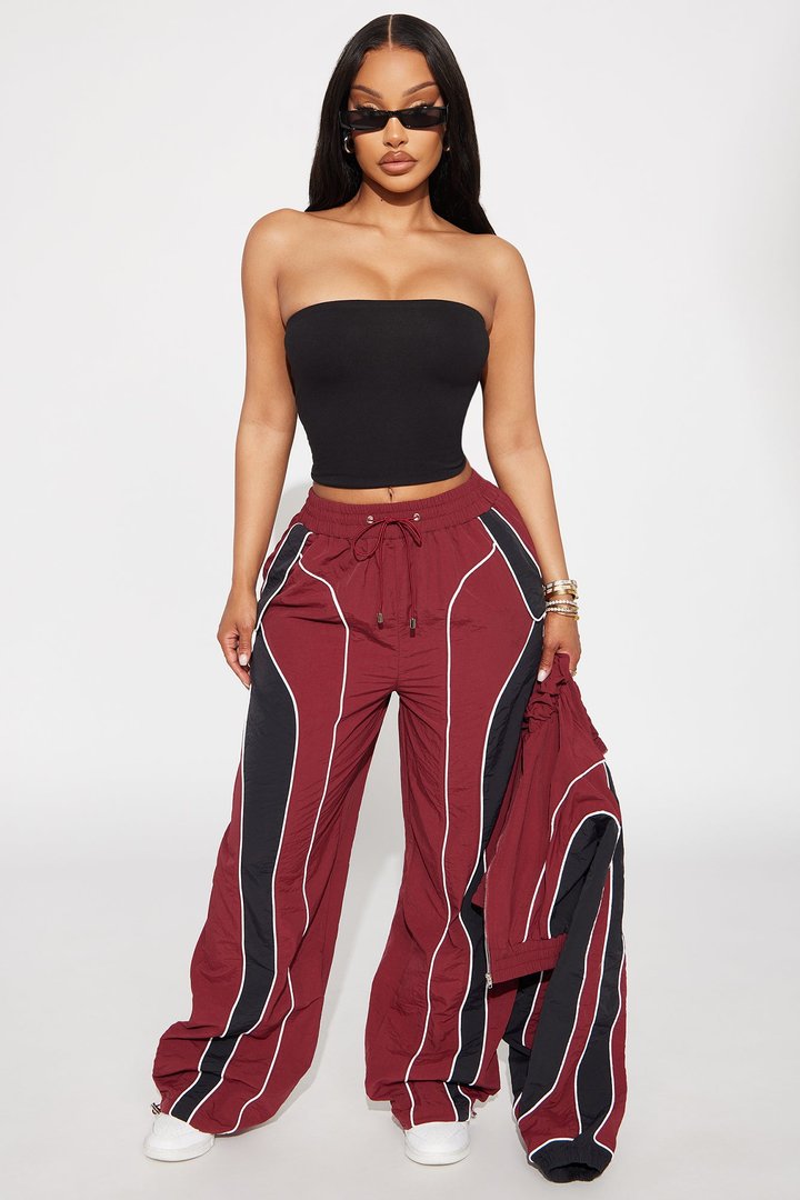 New Era Colorblock Track Pant - Burgundy/combo
