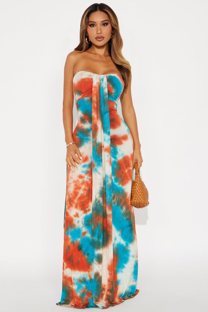 Sabrina Tie Dye Maxi Dress - Blue/combo