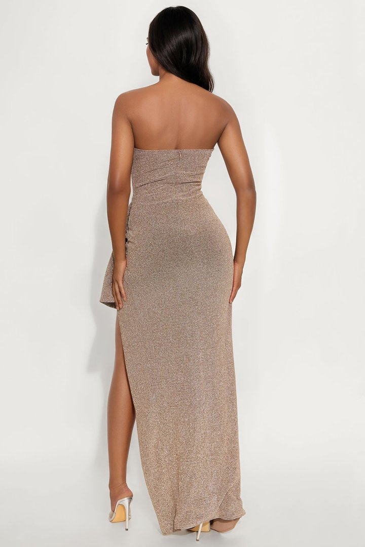 Elara Asymmetrical Maxi Gown - Gold