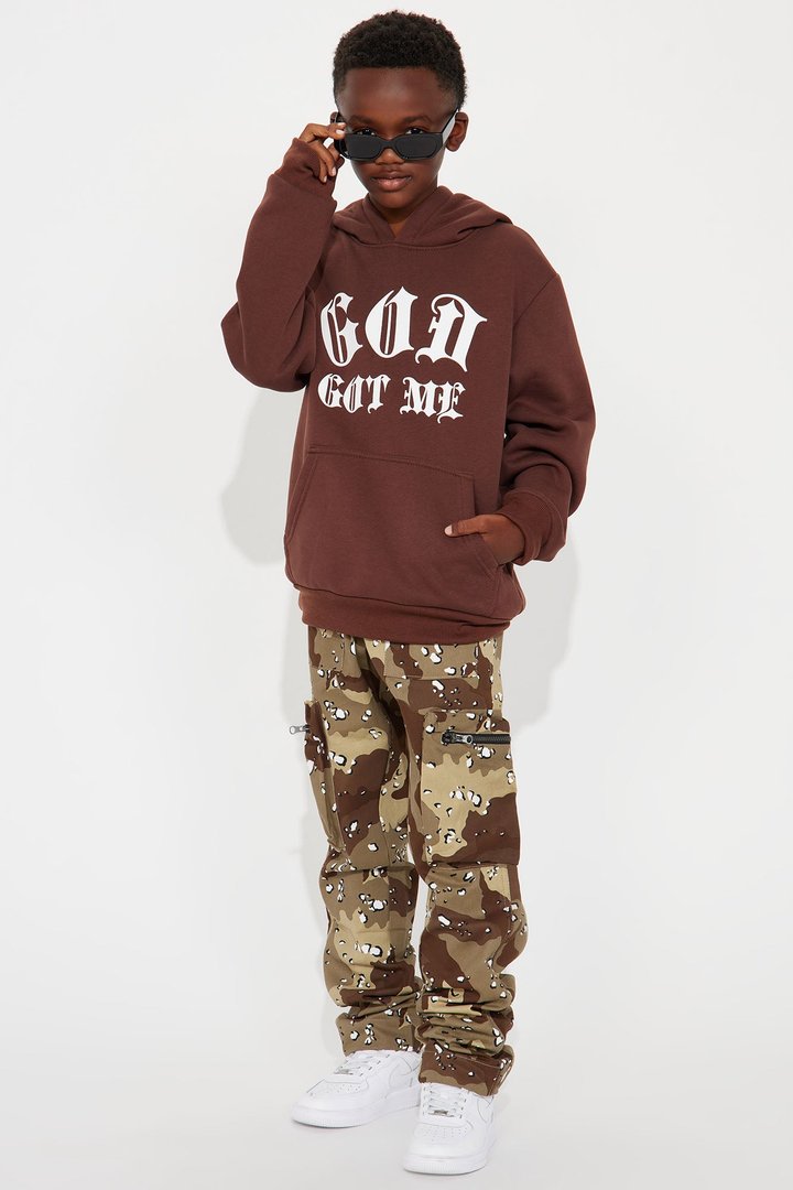 Mini God Got Me Hoodie - Brown