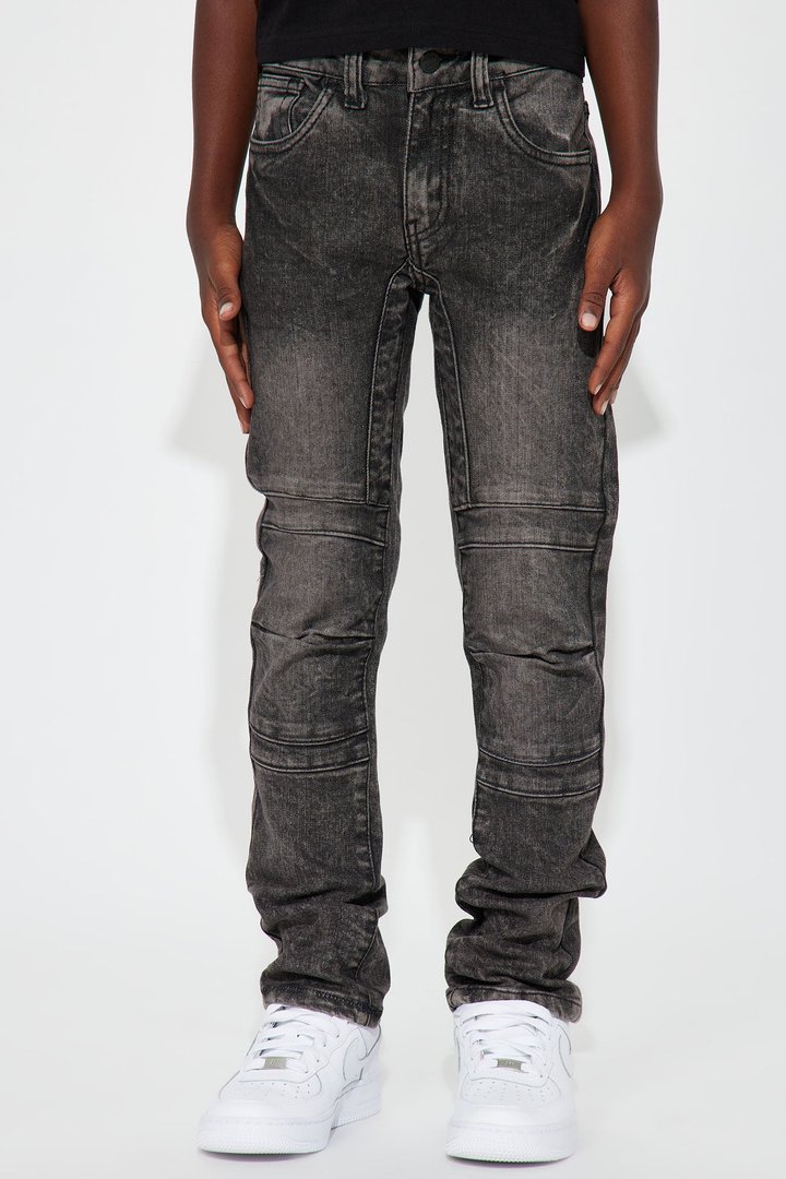 Mini Stretch Denim Ripped Knee Skinny Jeans - Charcoal