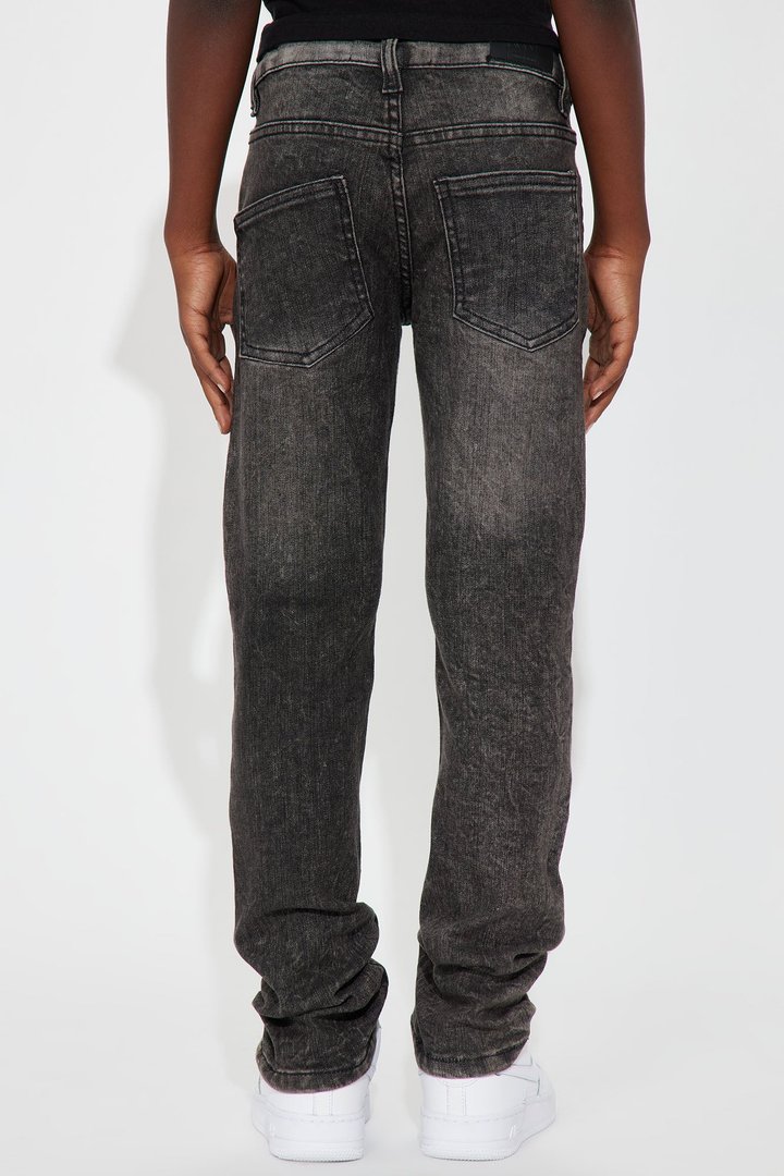Mini Stretch Denim Ripped Knee Skinny Jeans - Charcoal