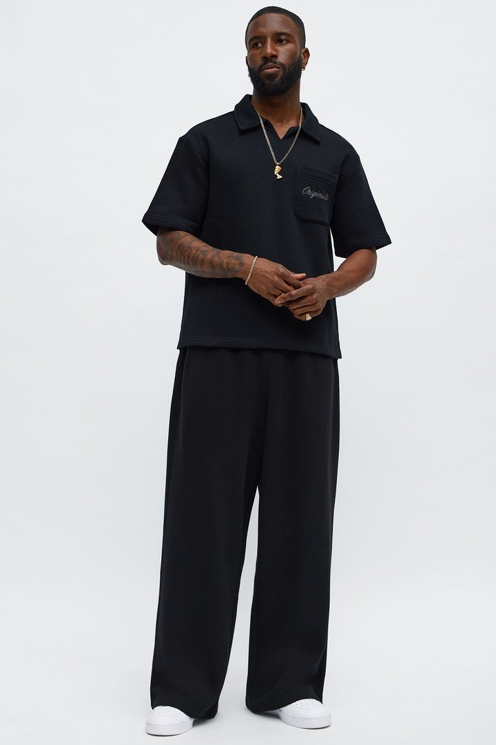Tayson Happy Mistake Short Sleeve Polo - Black