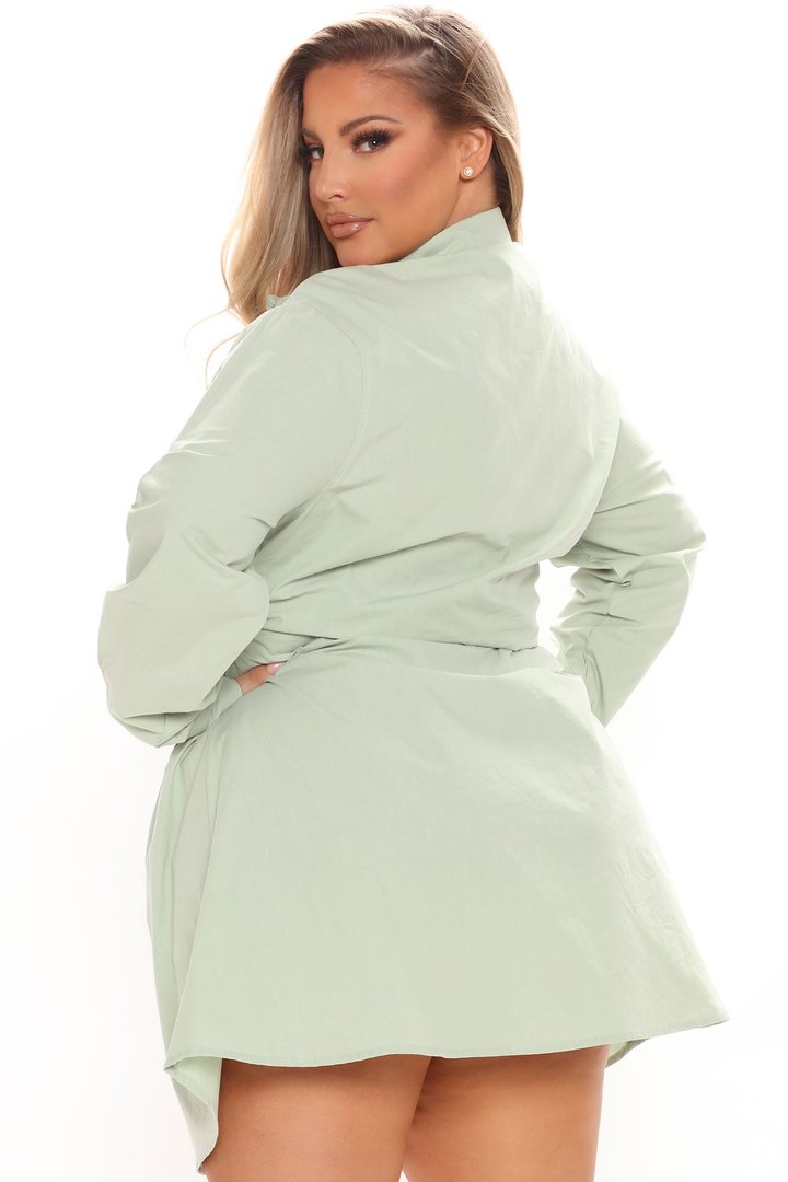 Friday Feels Shirt Dress - Sage