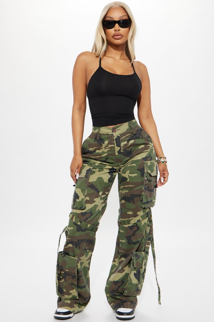 Level You Up Camo Cargo Pant - Olive/combo