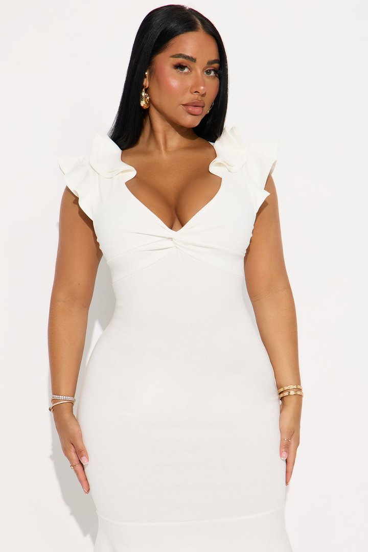 Celia Body Sculpt Ponte Midi Dress - White