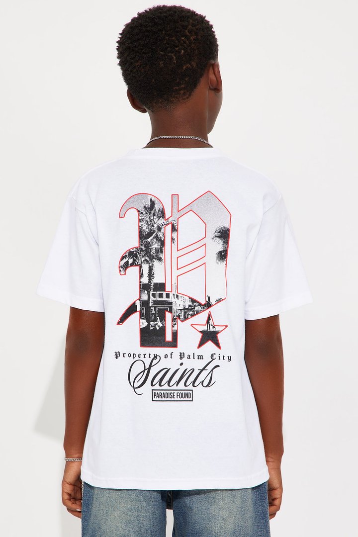 Mini Paradise Found Short Sleeve Front/Back Tee - White
