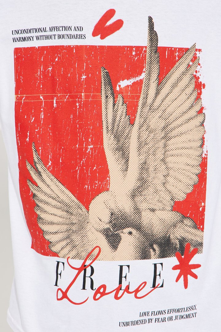 Mini Free Love Dove Short Sleeve Tee - White