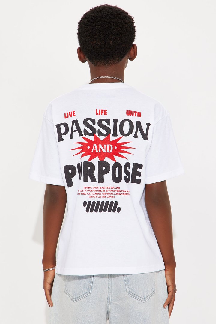 Mini Passion And Purpose Short Sleeve Front/Back Tee - White