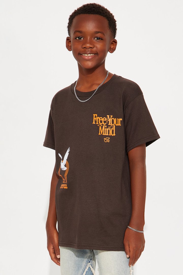 Mini Free Your Mind Short Sleeve Front/Back Tee - Brown