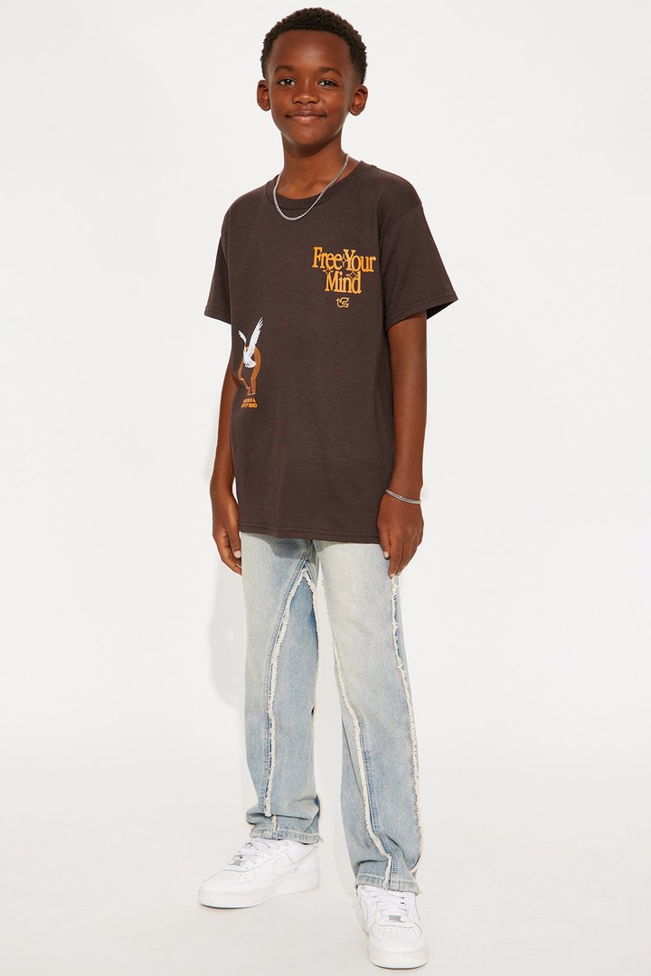 Mini Free Your Mind Short Sleeve Front/Back Tee - Brown