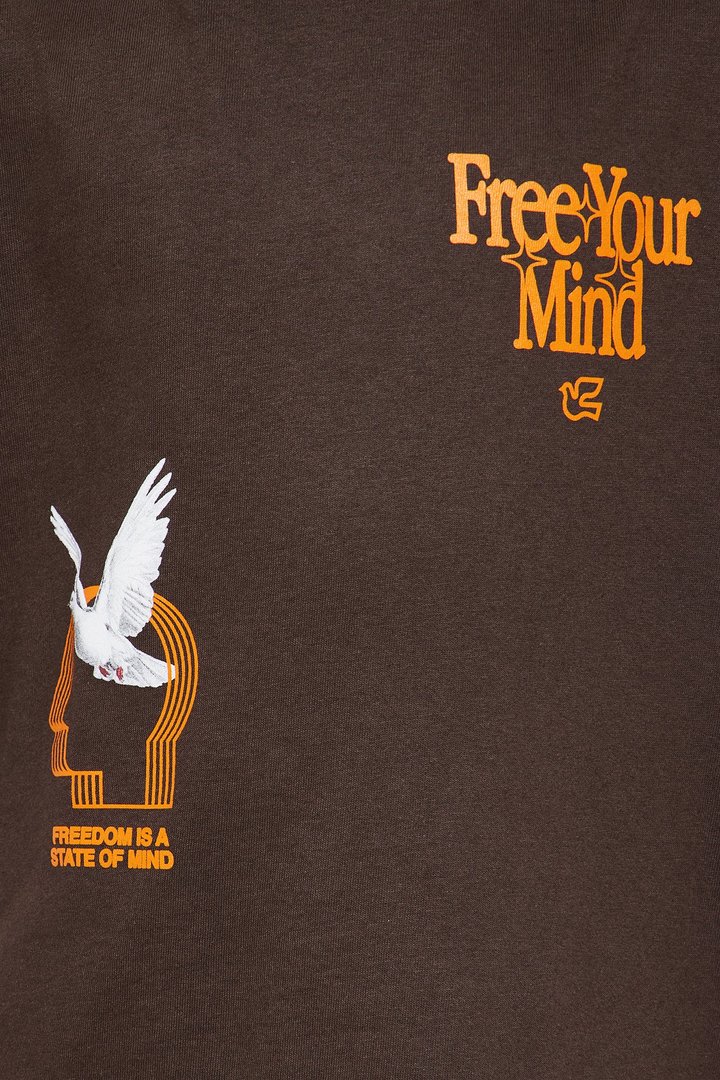 Mini Free Your Mind Short Sleeve Front/Back Tee - Brown