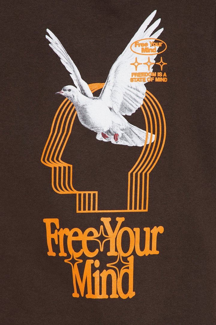 Mini Free Your Mind Short Sleeve Front/Back Tee - Brown