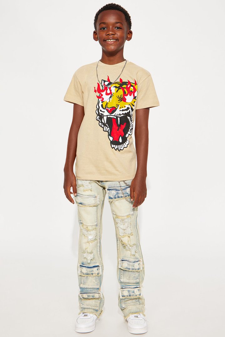 Mini Fierce Tiger Short Sleeve Tee - Sand