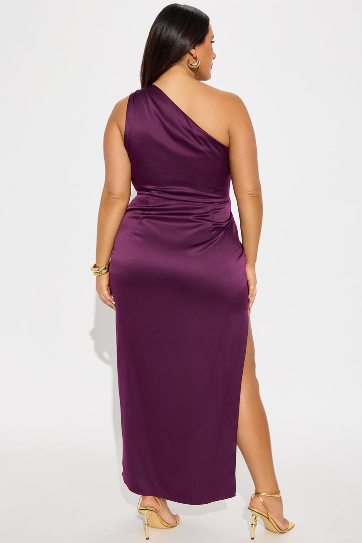Gracie Satin Maxi Dress - Plum