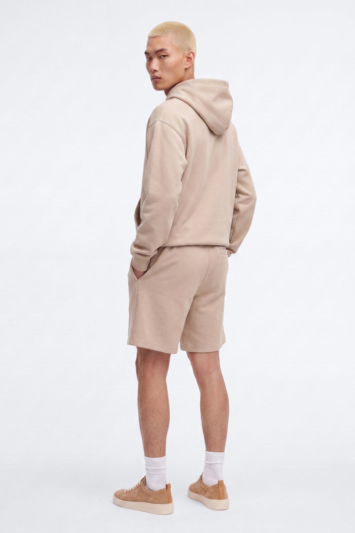Structured Fleece Pintuck Relaxed Short - Tan