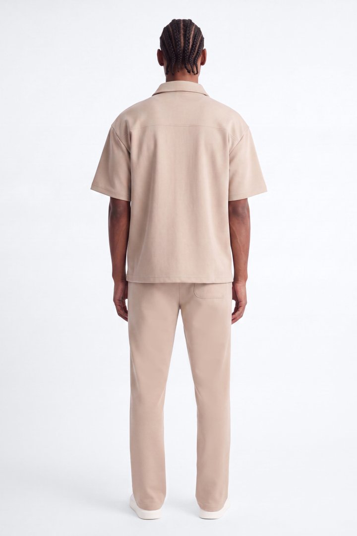 Structured Fleece Straight Sweatpant - Tan