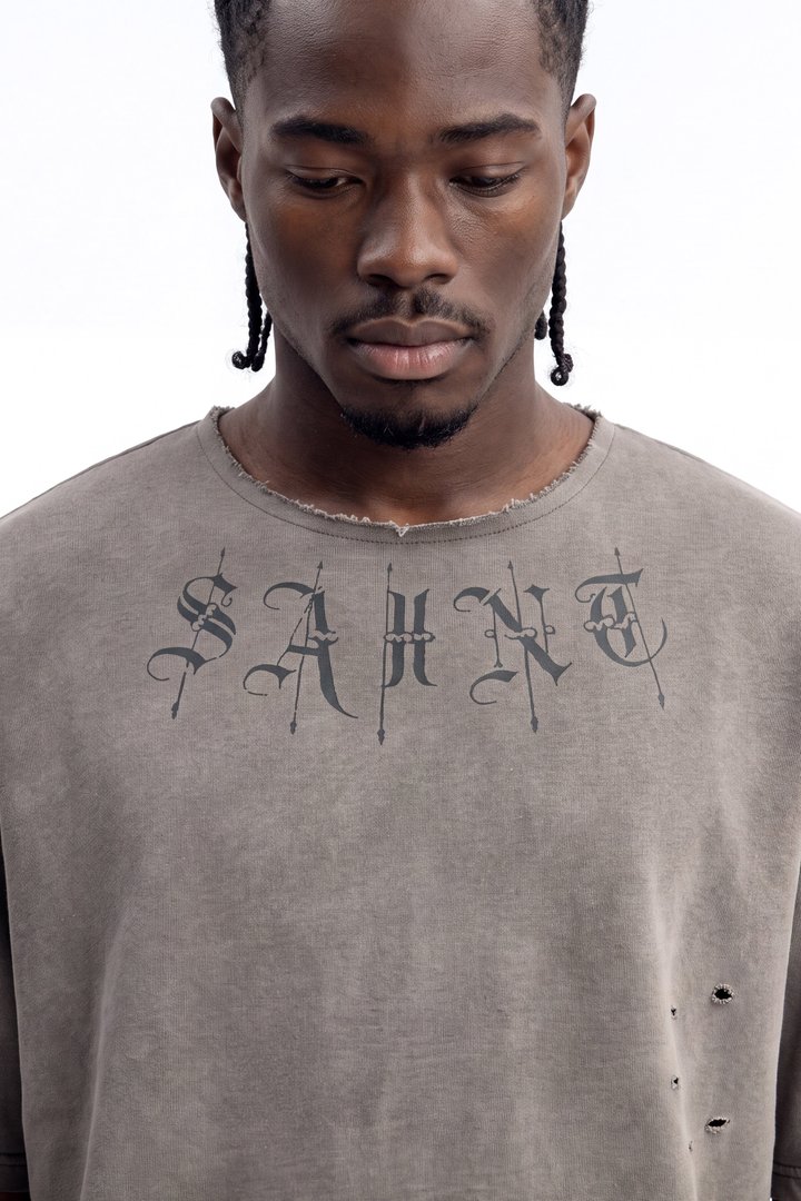 Saint Washed Oversized Fleece Tee - Green/combo