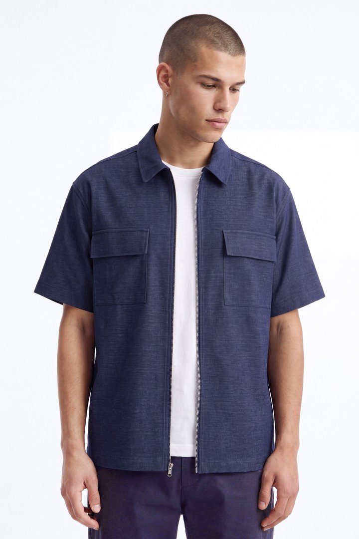 Moderne Cargo Full Zip Shirt - Navy